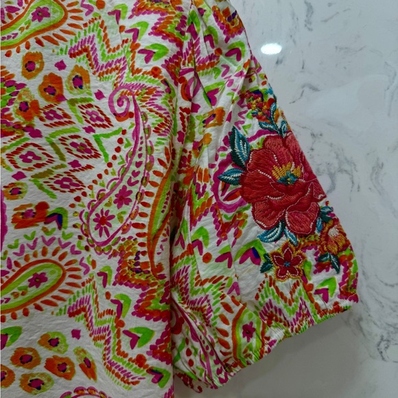 Savanna Jane Multicolor Paisley Short Sleeve Top - Picture 4 of 8